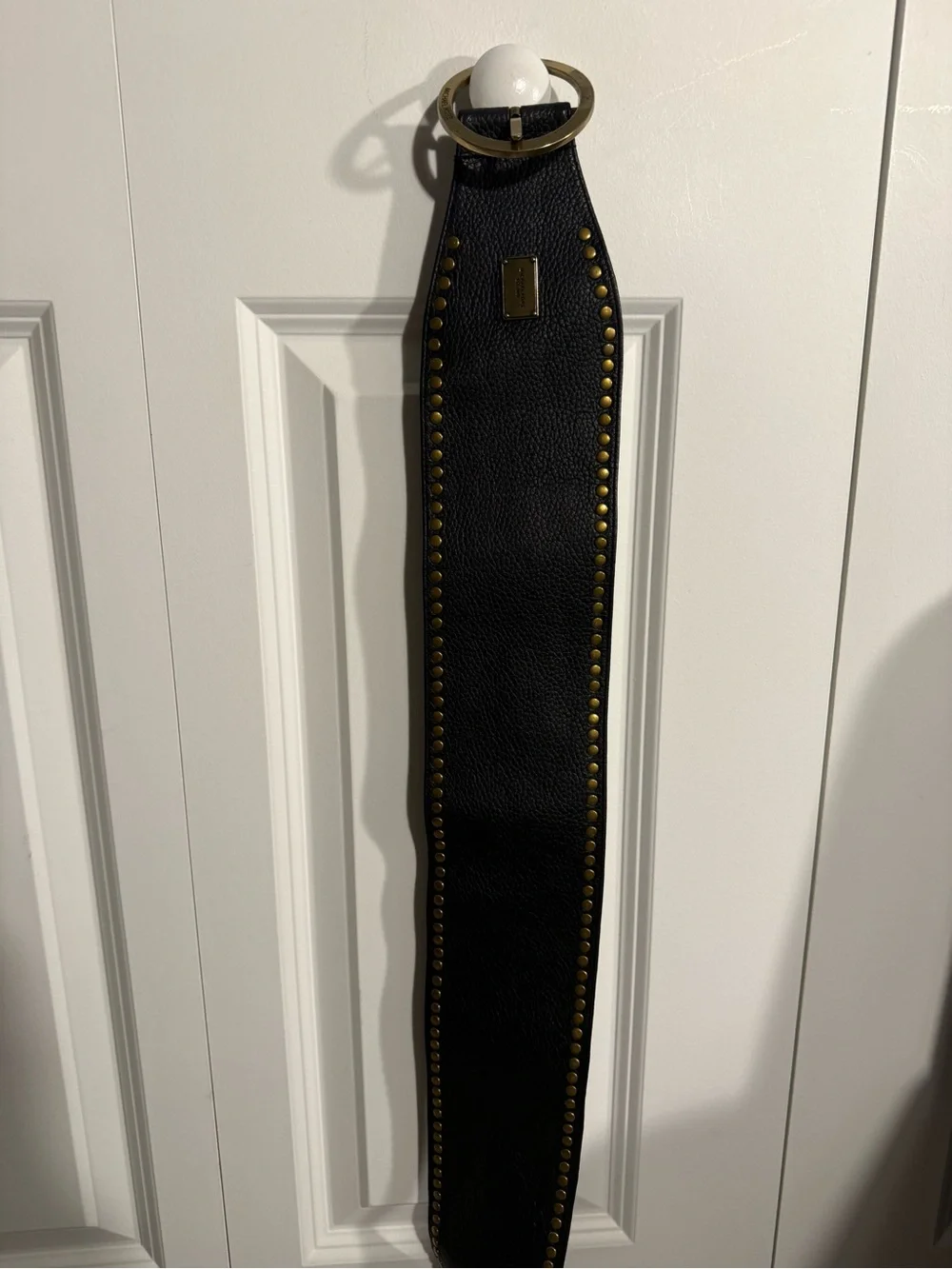 Michael Kors Black Leather Studded Bag Strap with Gold Hardware